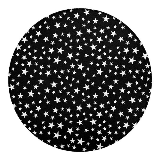 Black And White Star Pattern Print Round Blanket