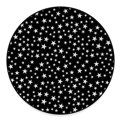Black And White Star Pattern Print Round Floor Mat