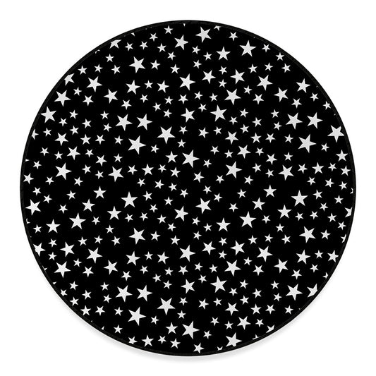 Black And White Star Pattern Print Round Floor Mat