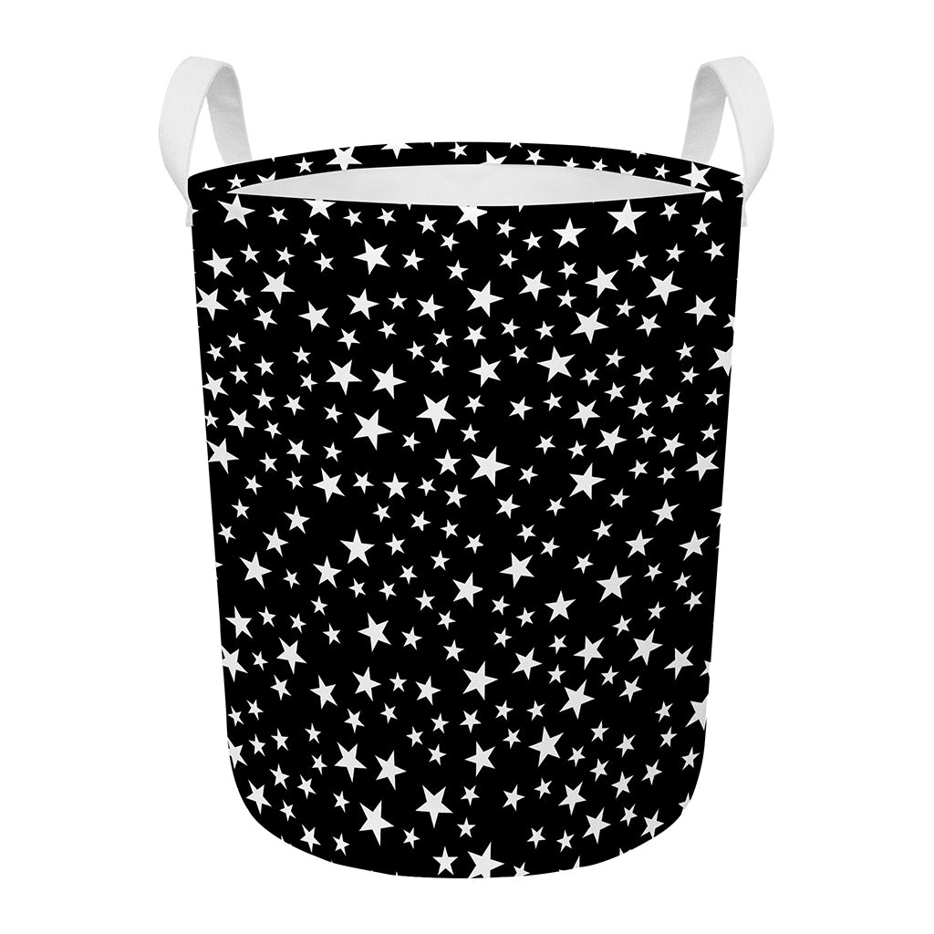 Black And White Star Pattern Print Round Laundry Basket