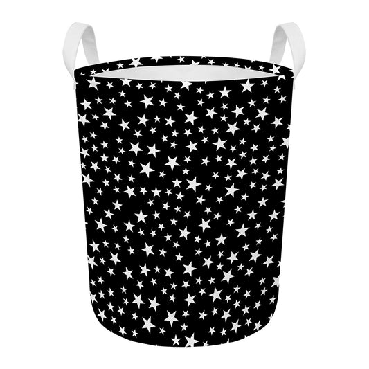 Black And White Star Pattern Print Round Laundry Basket
