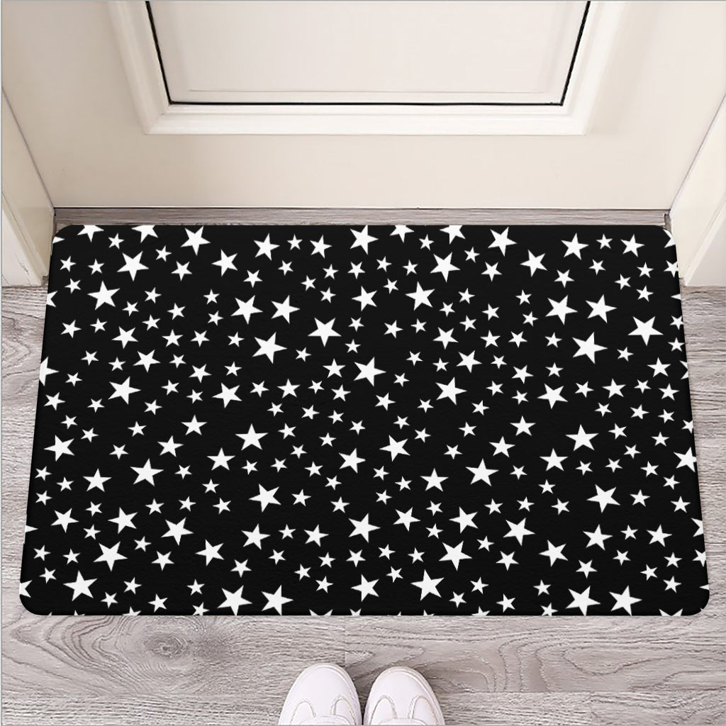 Black And White Star Pattern Print Rubber Doormat