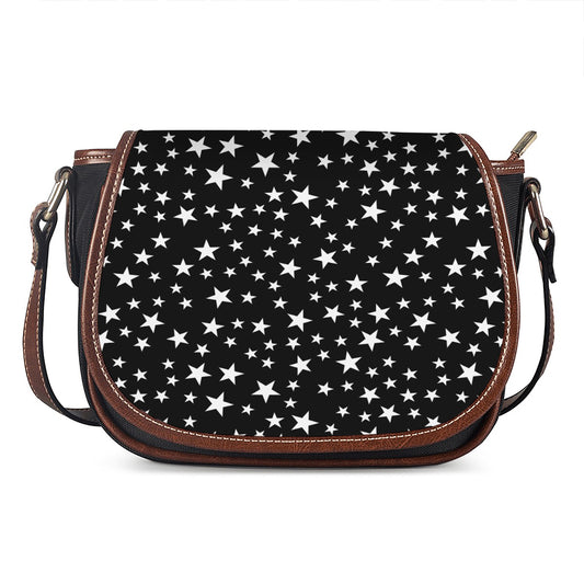 Black And White Star Pattern Print Saddle Bag