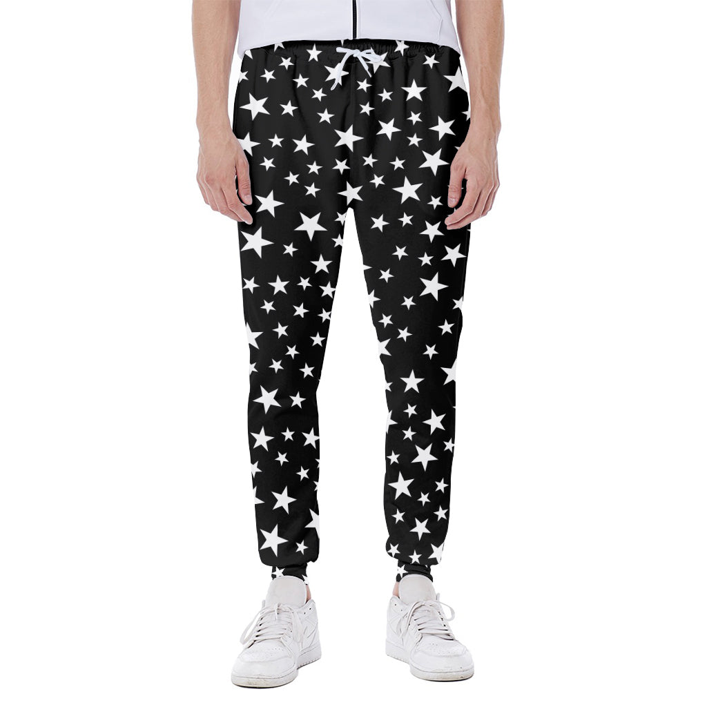 Black And White Star Pattern Print Scuba Joggers