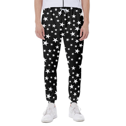 Black And White Star Pattern Print Scuba Joggers