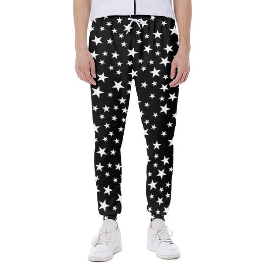 Black And White Star Pattern Print Scuba Joggers
