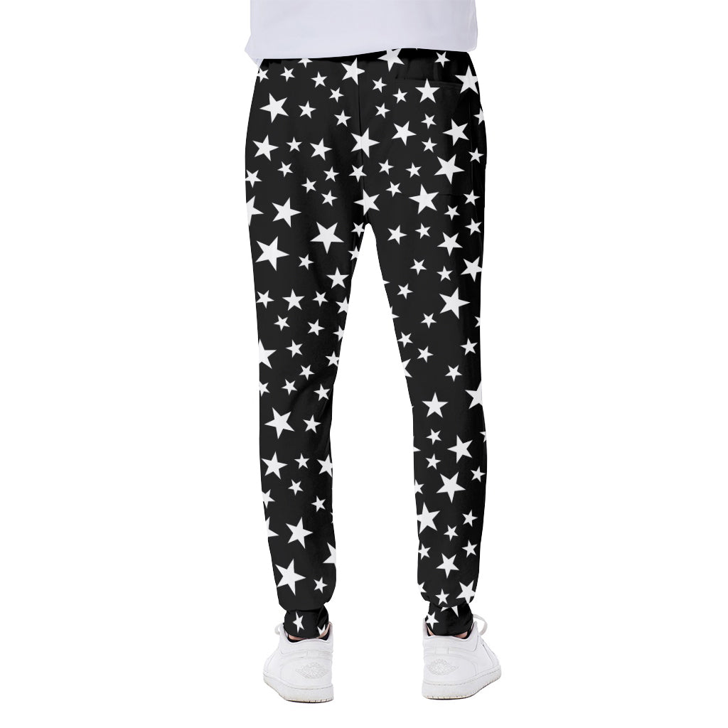 Black And White Star Pattern Print Scuba Joggers