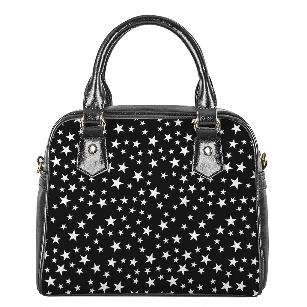 Black And White Star Pattern Print Shoulder Handbag