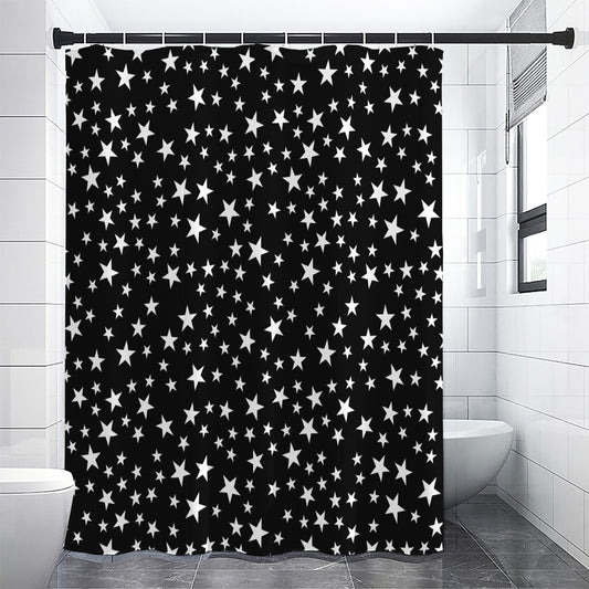 Black And White Star Pattern Print Shower Curtain