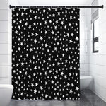 Black And White Star Pattern Print Shower Curtain