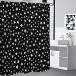 Black And White Star Pattern Print Shower Curtain