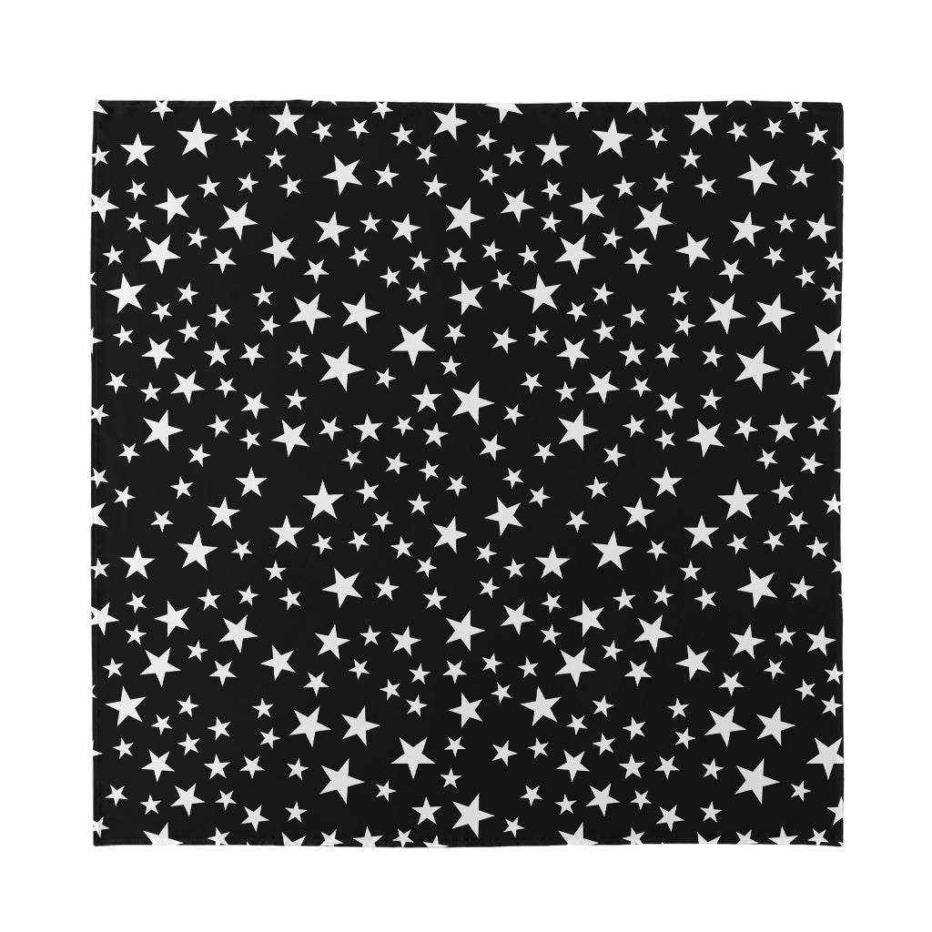 Black And White Star Pattern Print Silk Bandana