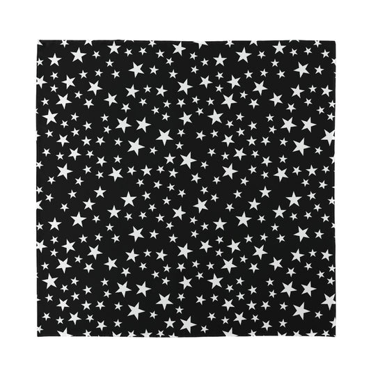 Black And White Star Pattern Print Silk Bandana