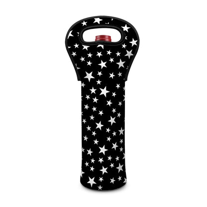 Black And White Star Pattern Print Single Neoprene Wine Tote