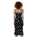 Black And White Star Pattern Print Slim Fit Midi Cami Dress
