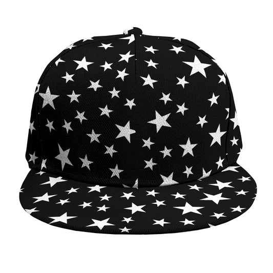Black And White Star Pattern Print Snapback Cap