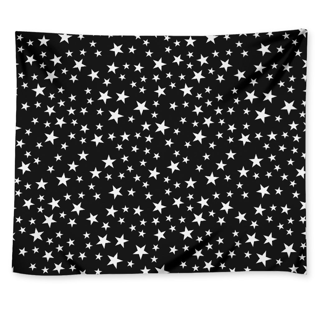 Black And White Star Pattern Print Tapestry