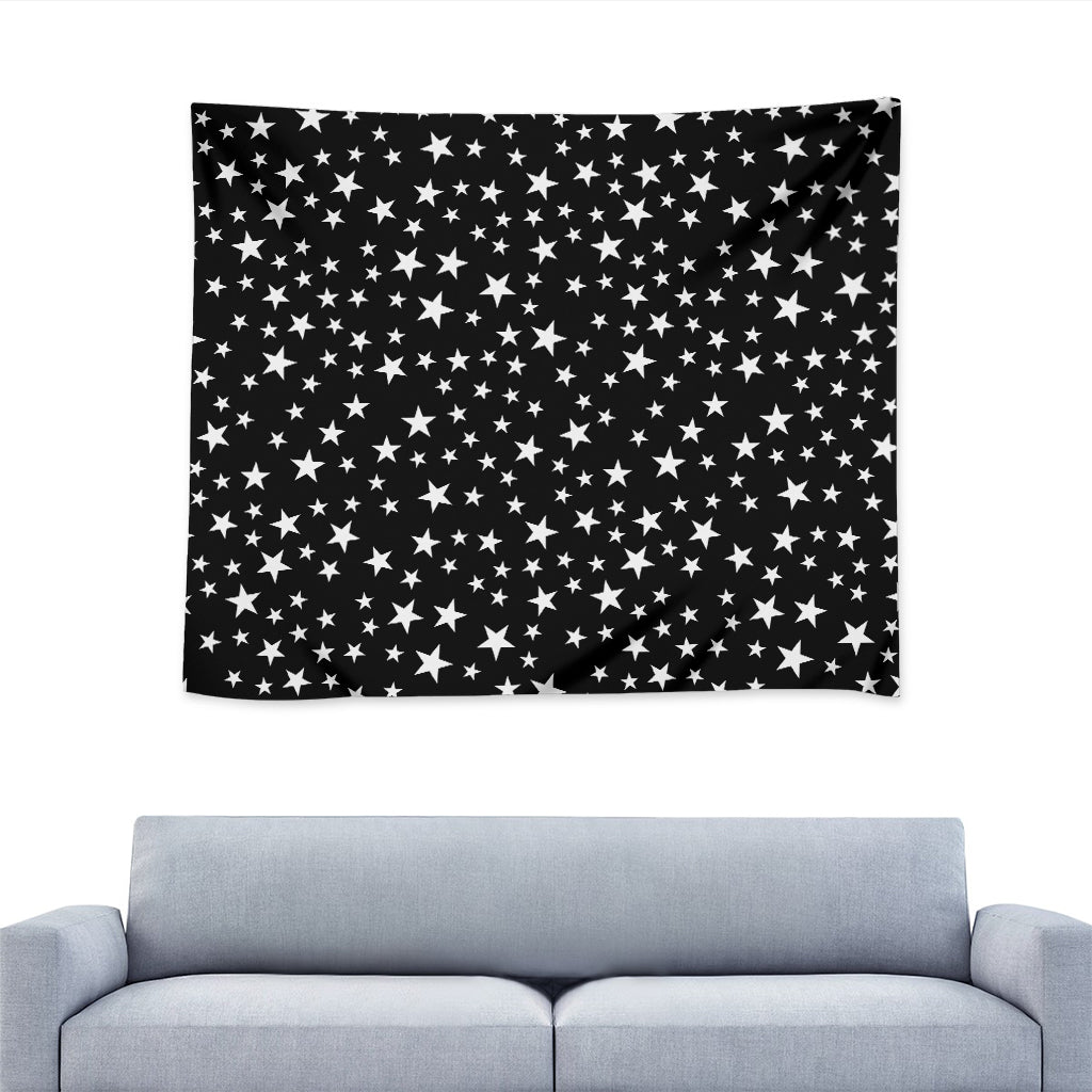Black And White Star Pattern Print Tapestry