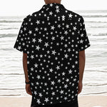 Black And White Star Pattern Print Textured Short Sleeve Shirt