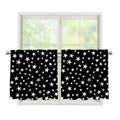 Black And White Star Pattern Print Tier Curtains