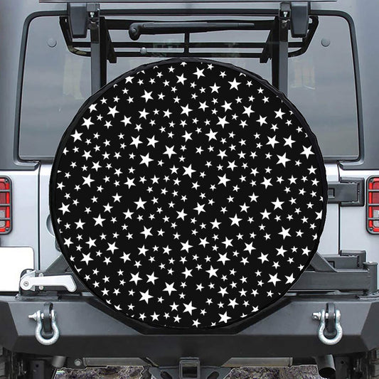Black And White Star Pattern Print Tire Cover
