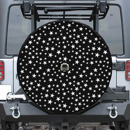 Black And White Star Pattern Print Tire Cover With Camera Hole