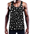 Black And White Star Pattern Print Men's Workout Tank Top