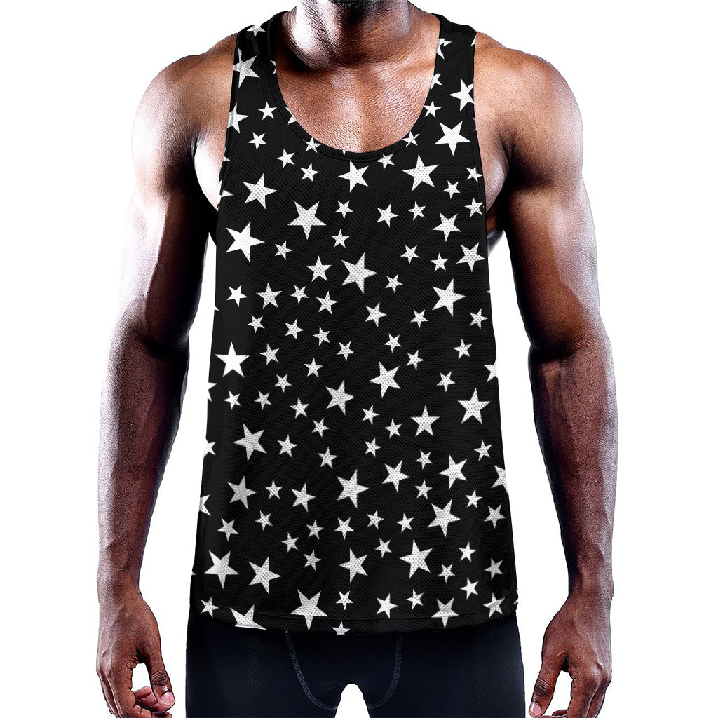 Black And White Star Pattern Print Training Tank Top