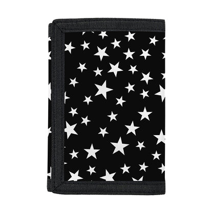 Black And White Star Pattern Print Trifold Wallet