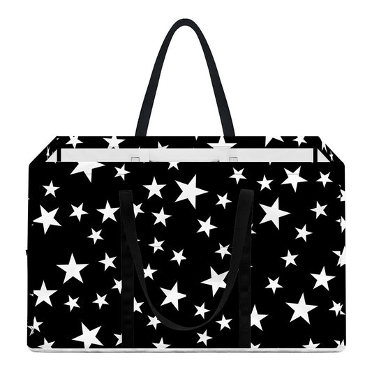 Black And White Star Pattern Print Utility Tote Bag