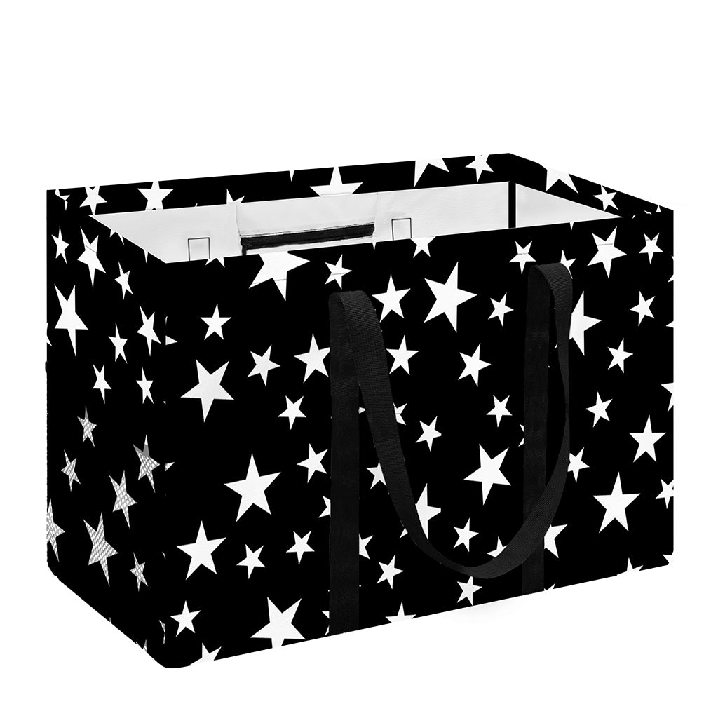 Black And White Star Pattern Print Utility Tote Bag