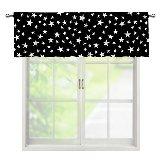 Black And White Star Pattern Print Window Valance