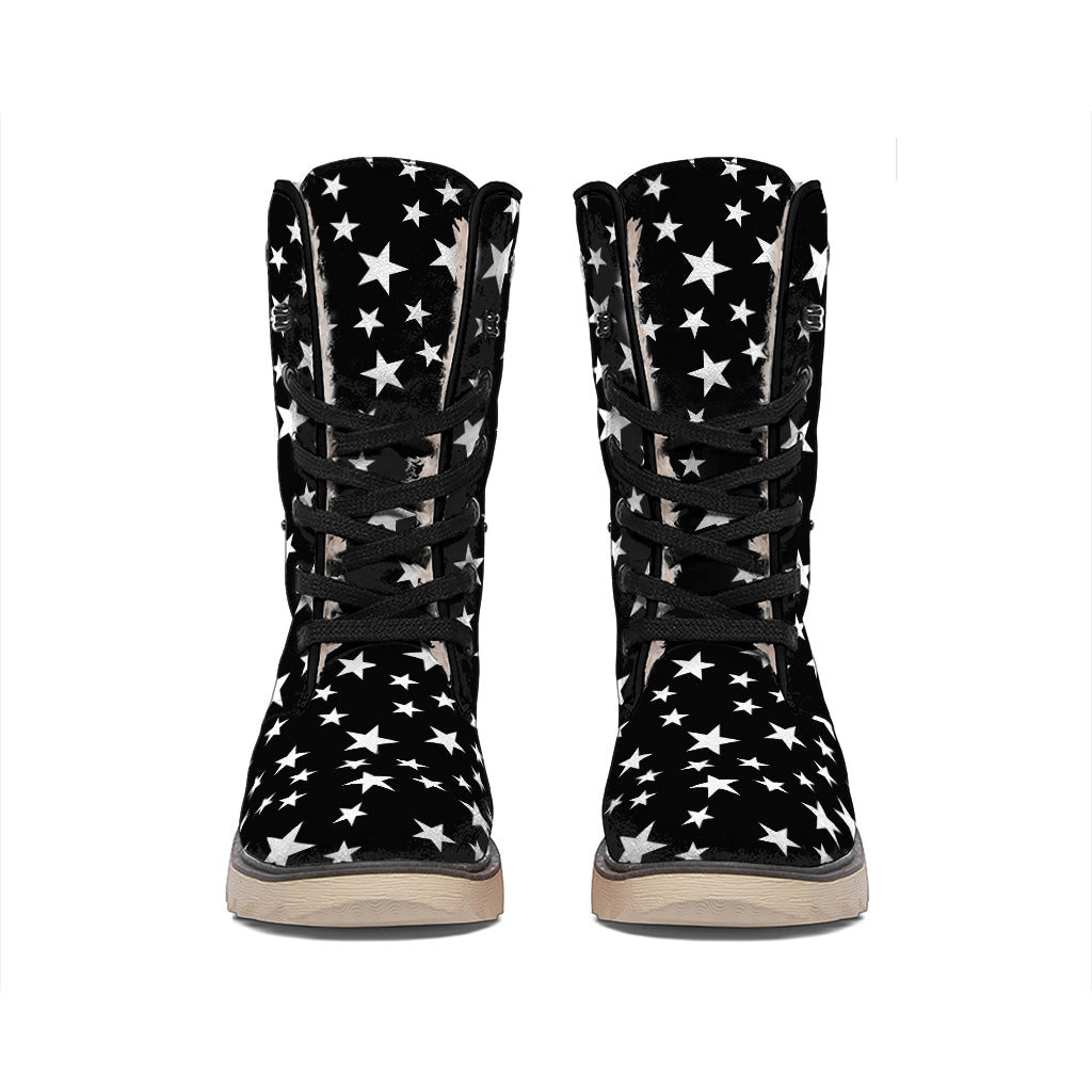 Black And White Star Pattern Print Winter Boots