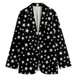 Black And White Star Pattern Print Women's Blazer