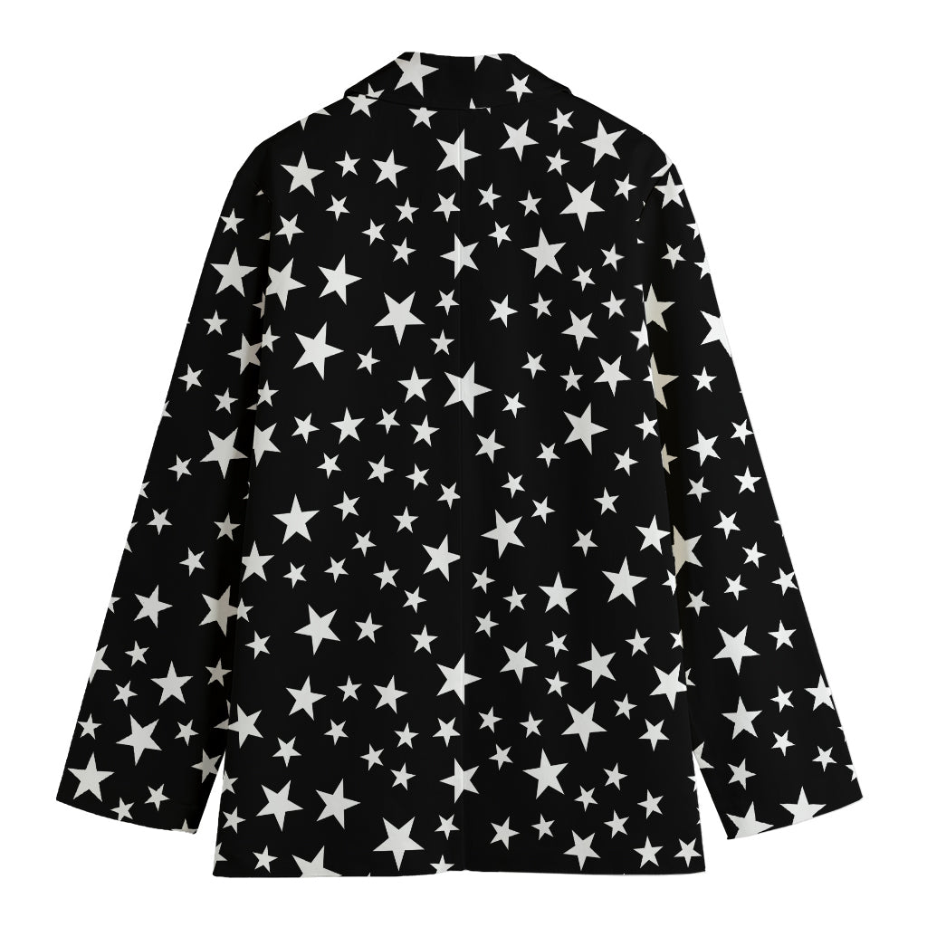 Black And White Star Pattern Print Women's Blazer