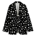 Black And White Star Pattern Print Women's Cotton Blazer