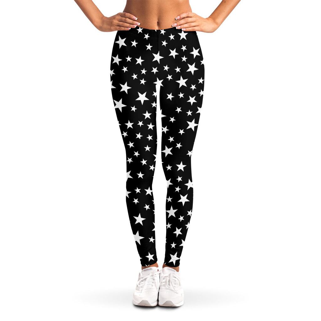 Black And White Star Pattern Print Women's Leggings