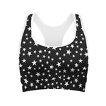 Black And White Star Pattern Print Women's Sports Bra