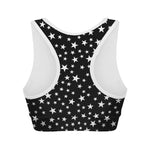 Black And White Star Pattern Print Women's Sports Bra