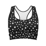 Black And White Star Pattern Print Women's Sports Bra