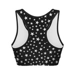 Black And White Star Pattern Print Women's Sports Bra