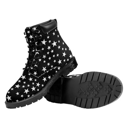 Black And White Star Pattern Print Work Boots