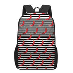 Black And White Striped Chili Print 17 Inch Backpack