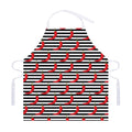 Black And White Striped Chili Print Adjustable Apron