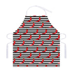 Black And White Striped Chili Print Adjustable Apron