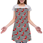 Black And White Striped Chili Print Adjustable Apron