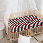 Black And White Striped Chili Print Baby Crib Sheet