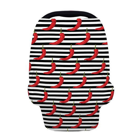 Black And White Striped Chili Print Baby Seat Cover