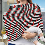 Black And White Striped Chili Print Baby Seat Cover