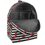 Black And White Striped Chili Print Backpack